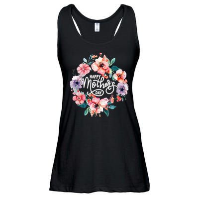 Happy Mothers Day Cute Floral Mom Grandma Ladies Essential Flowy Tank