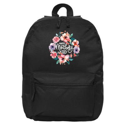 Happy Mothers Day Cute Floral Mom Grandma 16 in Basic Backpack