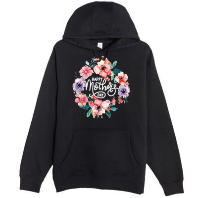 Happy Mothers Day Cute Floral Mom Grandma Premium Pullover Hoodie