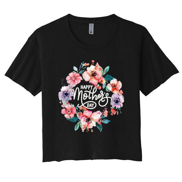 Happy Mothers Day Cute Floral Mom Grandma Crop Top
