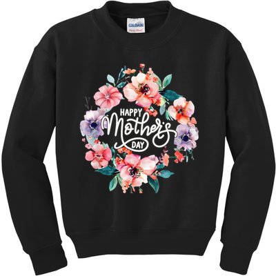 Happy Mothers Day Cute Floral Mom Grandma Kids Sweatshirt