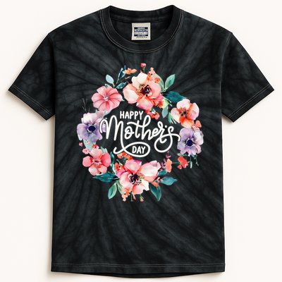 Happy Mothers Day Cute Floral Mom Grandma Kids Tie-Dye T-Shirt