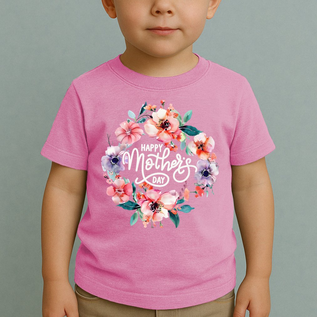 Happy Mothers Day Cute Floral Mom Grandma Toddler T-Shirt