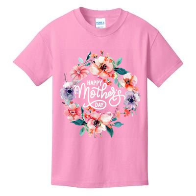 Happy Mothers Day Cute Floral Mom Grandma Kids T-Shirt