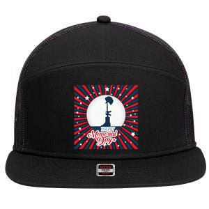 Happy Memorial Day Usa Patriotic Flag Gift 7 Panel Mesh Trucker Snapback Hat