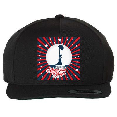 Happy Memorial Day Usa Patriotic Flag Gift Wool Snapback Cap