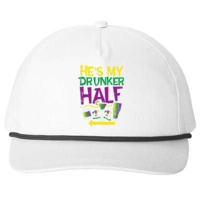 HeS My Drunker Half Matching Couple Friend Mardi Gras Snapback Five-Panel Rope Hat