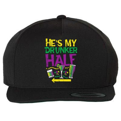 HeS My Drunker Half Matching Couple Friend Mardi Gras Wool Snapback Cap