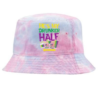 HeS My Drunker Half Matching Couple Friend Mardi Gras Tie-Dyed Bucket Hat