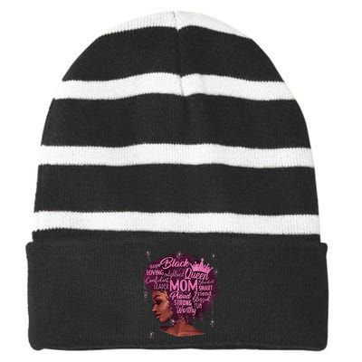 Happy MotherS Day Mom African American Striped Beanie with Solid Band