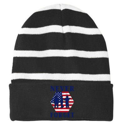 Happy Memorial Day T Striped Beanie with Solid Band