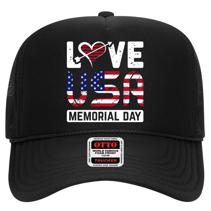 Happy Memorial Day T High Crown Mesh Back Trucker Hat