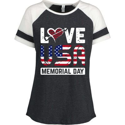 Happy Memorial Day T Enza Ladies Jersey Colorblock Tee