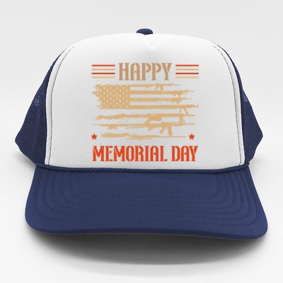 Happy Memorial Day Remembrance Military Combat Veteran Gift Trucker Hat