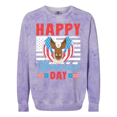 Happy Memorial Day Remembrance Military Veteran Combat Cute Gift Colorblast Crewneck Sweatshirt