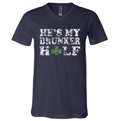 He's My Drunker Half Couples Irish St Patricks Day Women V-Neck T-Shirt