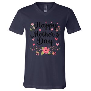 Happy MotherS Day Mommy Cute Floral Women For Mom Grandma V-Neck T-Shirt