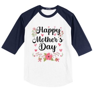 Happy MotherS Day Mommy Cute Floral Women For Mom Grandma Baseball Sleeve Shirt