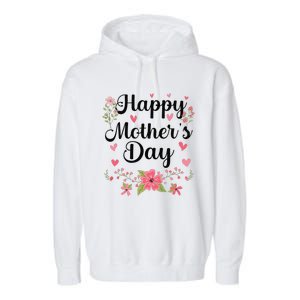 Happy MotherS Day Mommy Cute Floral Women For Mom Grandma Garment-Dyed Fleece Hoodie