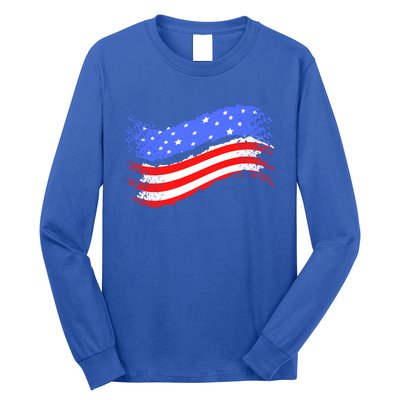 Happy Memorial Day Ribbon Patriotic Flag Gift Long Sleeve Shirt