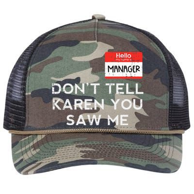 Halloween Manager Dont Tell Karen Funny Costume Women Retro Rope Trucker Hat Cap