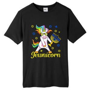 Hanukkah Menorah Dabbing Unicorn Funny Chanukah Jewish Gift Tall Fusion ChromaSoft Performance T-Shirt