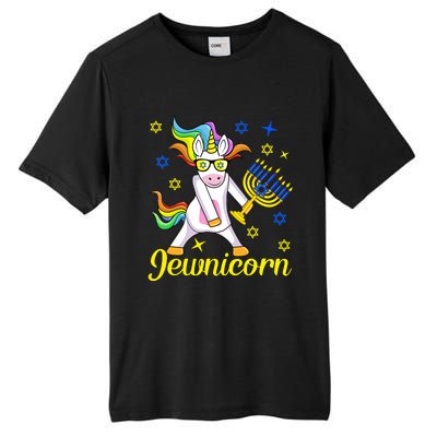 Hanukkah Menorah Dabbing Unicorn Funny Chanukah Jewish Gift Tall Fusion ChromaSoft Performance T-Shirt