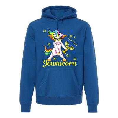 Hanukkah Menorah Dabbing Unicorn Funny Chanukah Jewish Gift Premium Hoodie