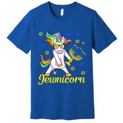 Hanukkah Menorah Dabbing Unicorn Funny Chanukah Jewish Gift Premium T-Shirt