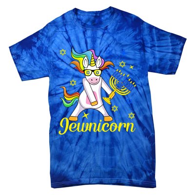 Hanukkah Menorah Dabbing Unicorn Funny Chanukah Jewish Gift Tie-Dye T-Shirt