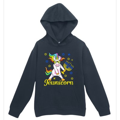 Hanukkah Menorah Dabbing Unicorn Funny Chanukah Jewish Gift Urban Pullover Hoodie