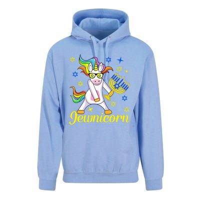 Hanukkah Menorah Dabbing Unicorn Funny Chanukah Jewish Gift Unisex Surf Hoodie