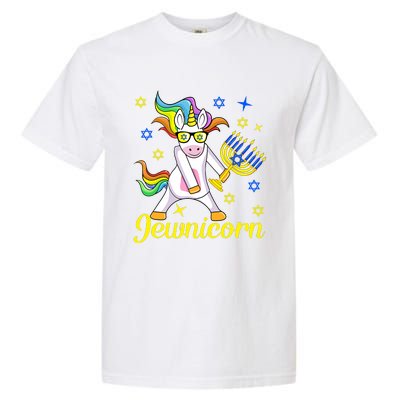 Hanukkah Menorah Dabbing Unicorn Funny Chanukah Jewish Gift Garment-Dyed Heavyweight T-Shirt