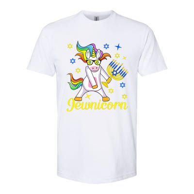 Hanukkah Menorah Dabbing Unicorn Funny Chanukah Jewish Gift Softstyle CVC T-Shirt