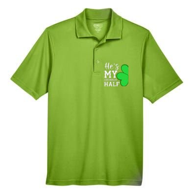 He's My Drunker Half Funny St Patricks Day Couple Shamrock Men's Origin Performance Pique Polo