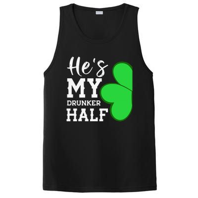 He's My Drunker Half Funny St Patricks Day Couple Shamrock PosiCharge Competitor Tank