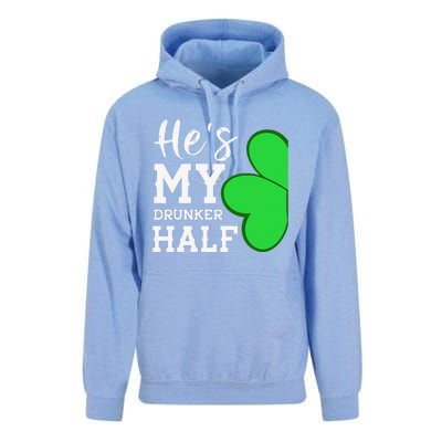 He's My Drunker Half Funny St Patricks Day Couple Shamrock Unisex Surf Hoodie