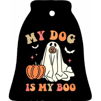 Halloween My Dog Is My Boo Spooky Season Ghost Ceramic Bell Ornament