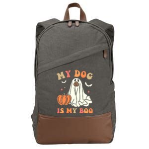 Halloween My Dog Is My Boo Spooky Season Ghost Cotton Canvas Backpack