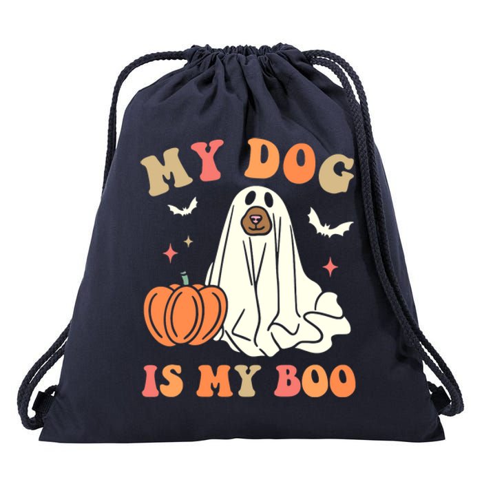 Halloween My Dog Is My Boo Spooky Season Ghost Drawstring Bag