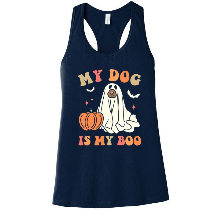 Halloween My Dog Is My Boo Spooky Season Ghost Women's Racerback Tank