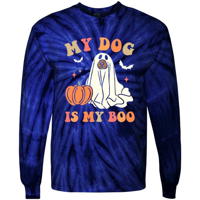 Halloween My Dog Is My Boo Spooky Season Ghost Tie-Dye Long Sleeve Shirt