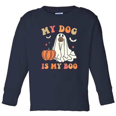 Halloween My Dog Is My Boo Spooky Season Ghost Toddler Long Sleeve Shirt