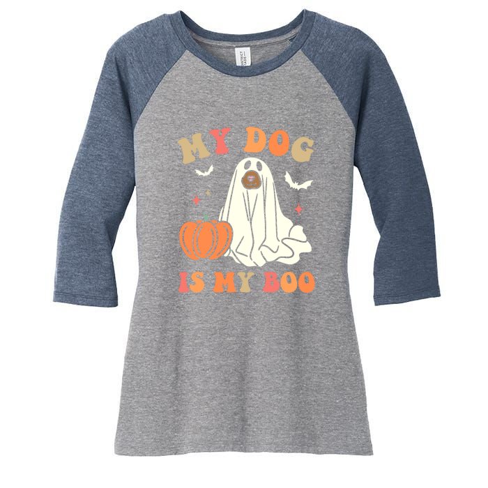 Halloween My Dog Is My Boo Spooky Season Ghost Women's Tri-Blend 3/4-Sleeve Raglan Shirt