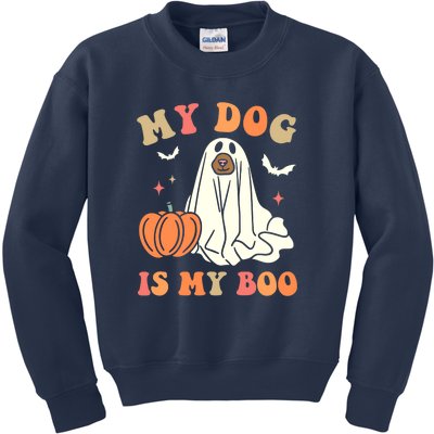 Halloween My Dog Is My Boo Spooky Season Ghost Kids Sweatshirt