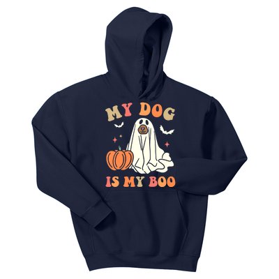 Halloween My Dog Is My Boo Spooky Season Ghost Kids Hoodie