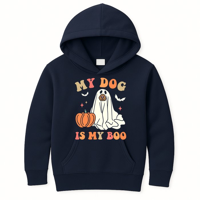 Halloween My Dog Is My Boo Spooky Season Ghost Kids Hoodie