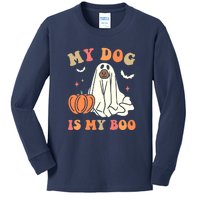 Halloween My Dog Is My Boo Spooky Season Ghost Kids Long Sleeve Shirt