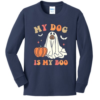 Halloween My Dog Is My Boo Spooky Season Ghost Kids Long Sleeve Shirt