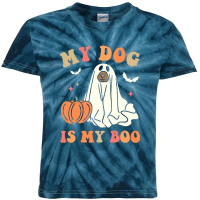 Halloween My Dog Is My Boo Spooky Season Ghost Kids Tie-Dye T-Shirt